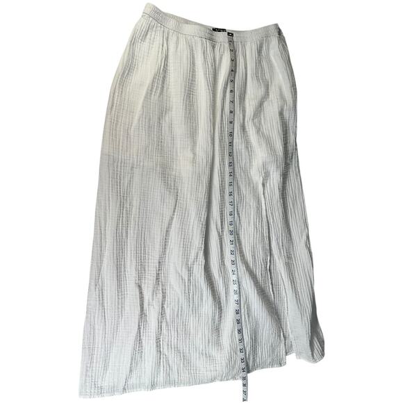 J.Crew Re-Imagined White Cotton Maxi Skirt M Side Slit Elastic Waist Lined Beach - Picture 6 of 11